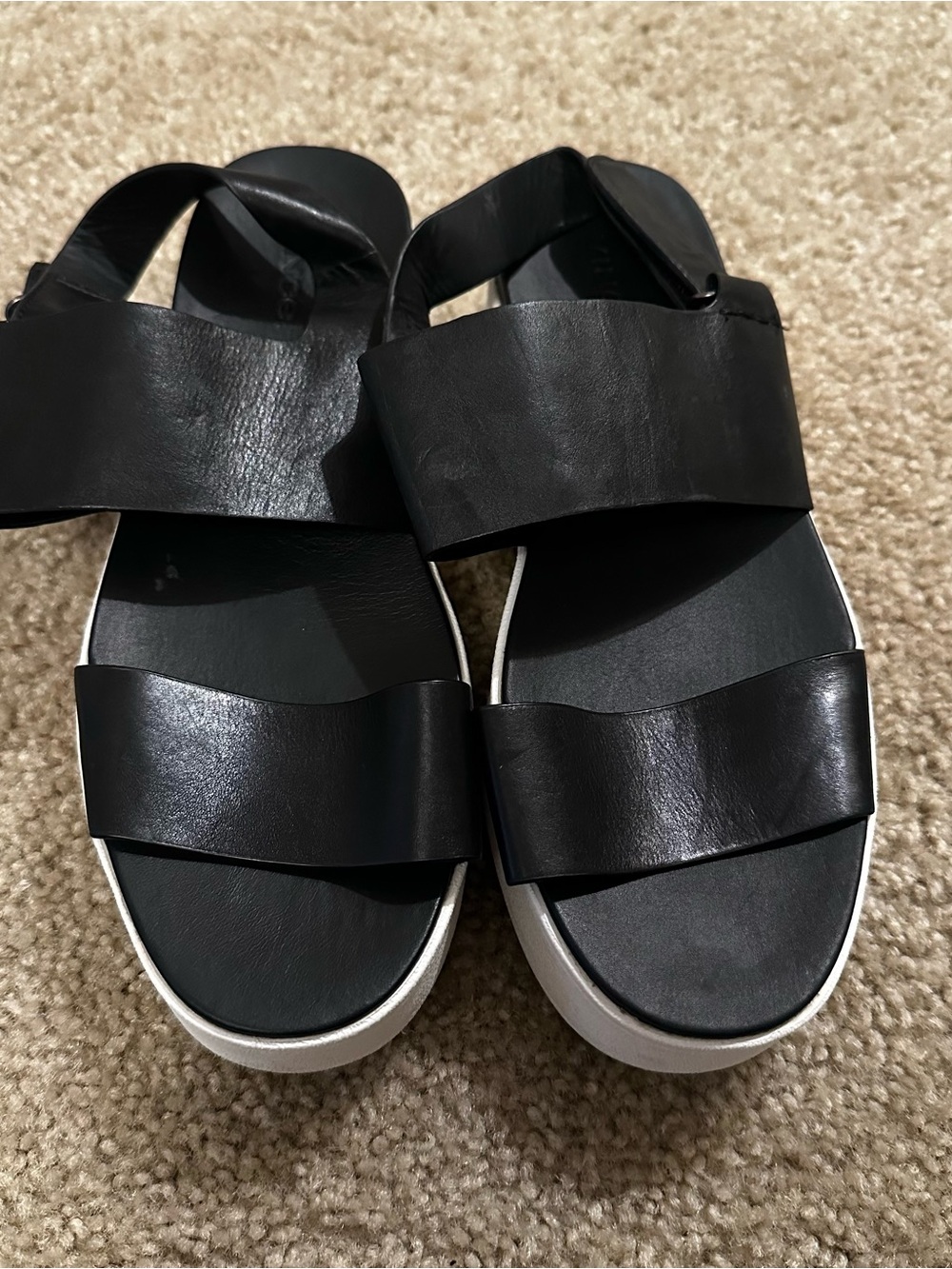 VINCE Women’s $225 Westport Black Leather Platform Slingback Sandals 8.5 US 38.5 - Picture 3 of 10
